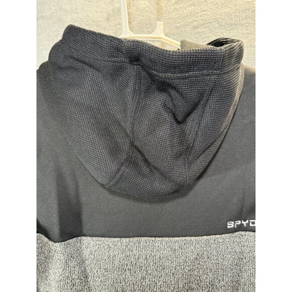Spyder Sweater Men's Medium Hooded Half-Zip Sweater Black & Gray Polyester - Picture 8 of 16